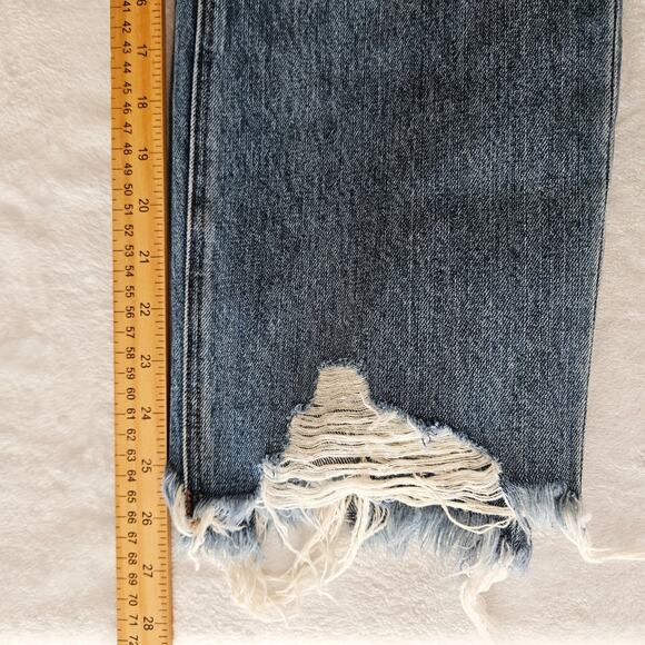 Express High Rise Straight Ankle Jeans Siz10 Light Wash Distressed Stretch Denim - Picture 12 of 13